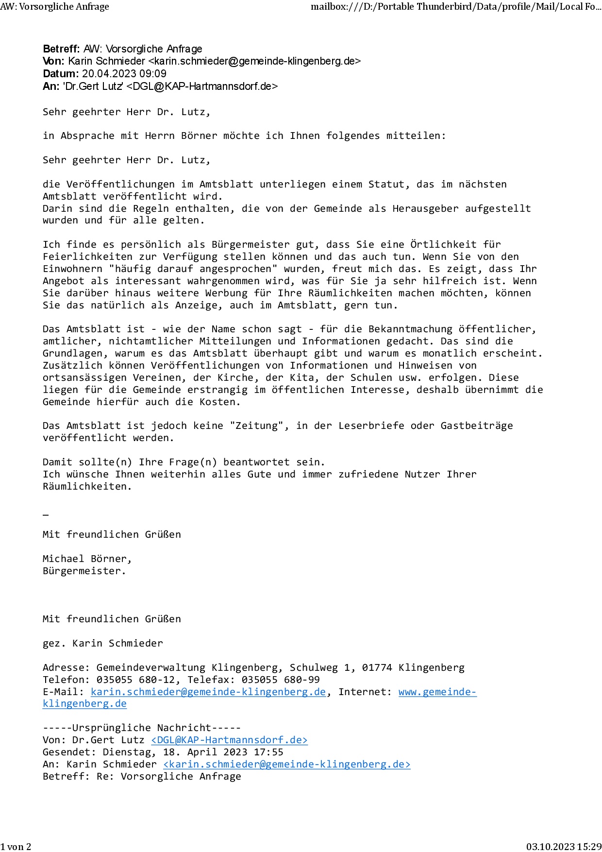 Bürgermeistertext