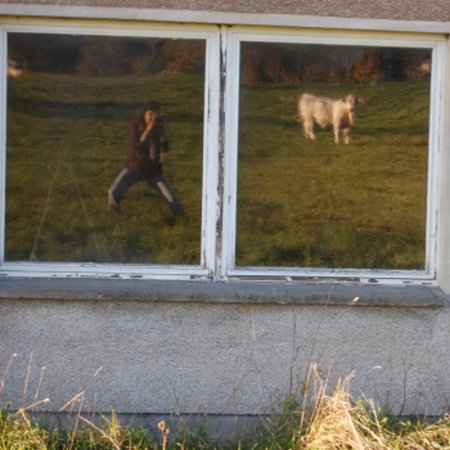 Spieglung im Altfenster